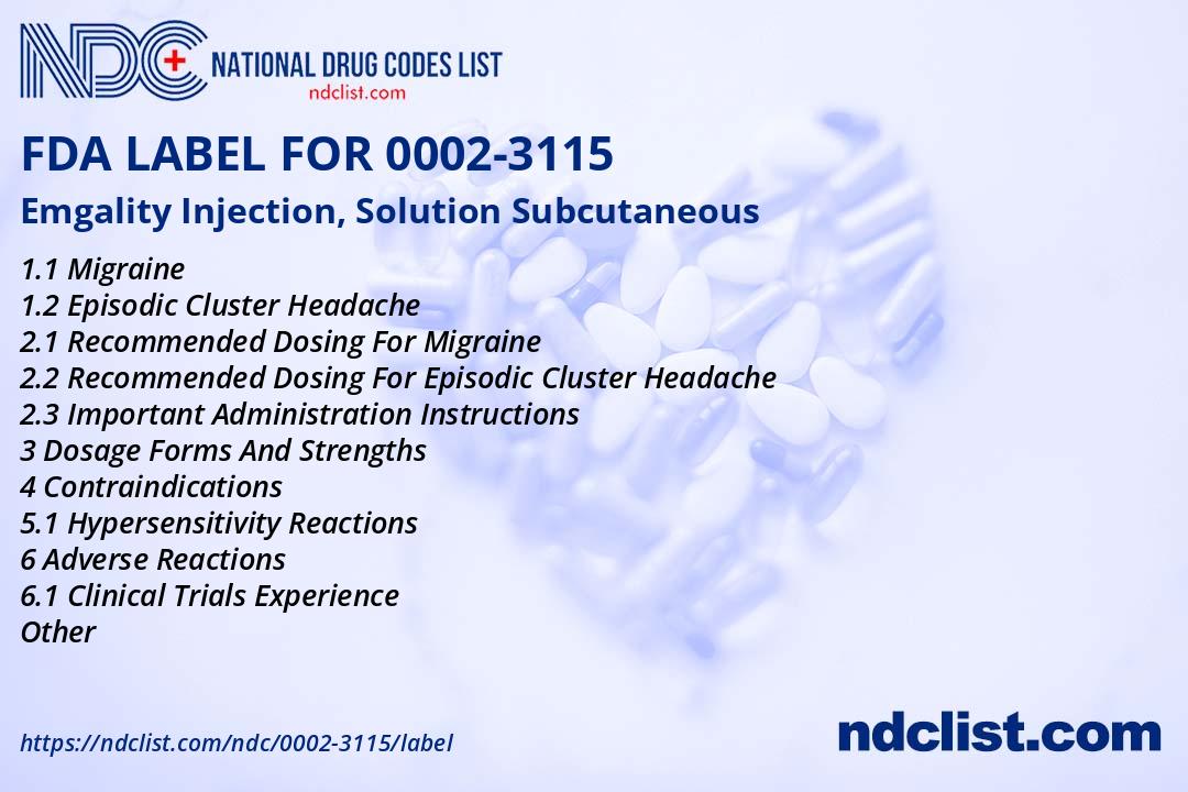 Ugality Migrane Injection FDA Label for Emgality Injection, Solution Subcutaneous - Indications ...