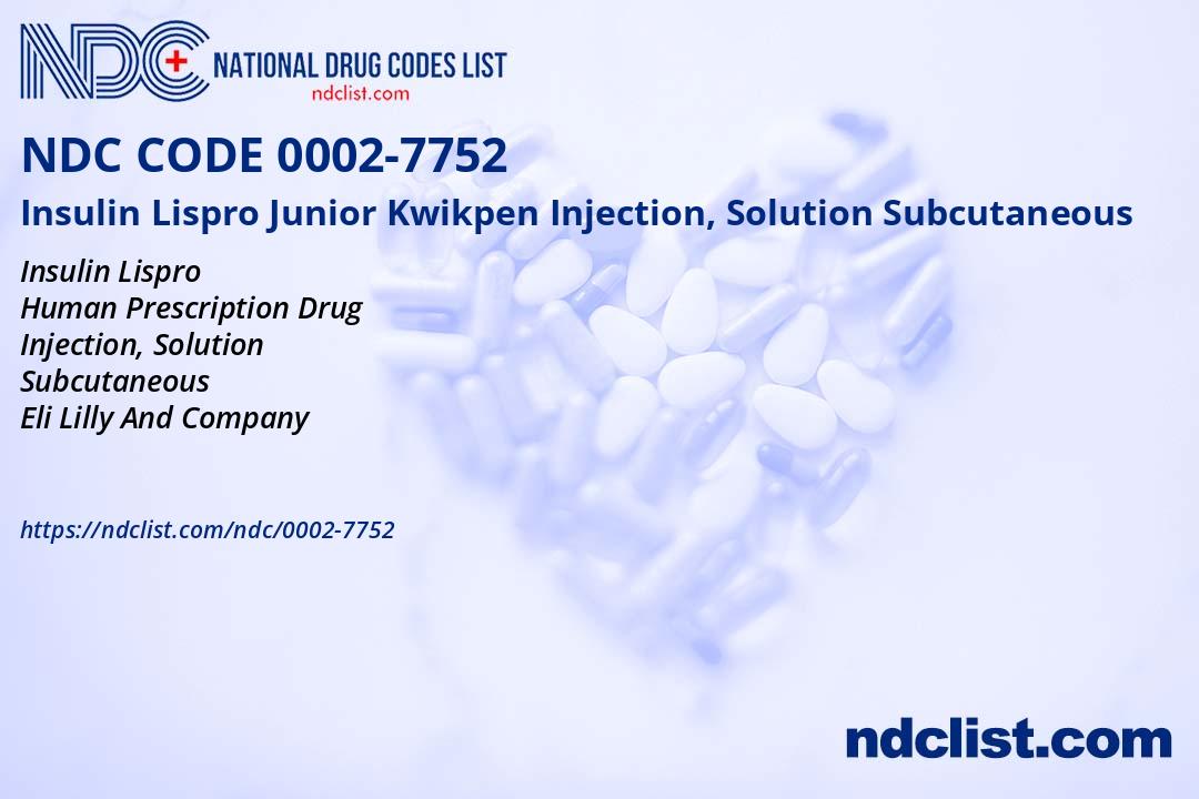 NDC 00027752 Insulin Lispro Junior Kwikpen Injection, Solution