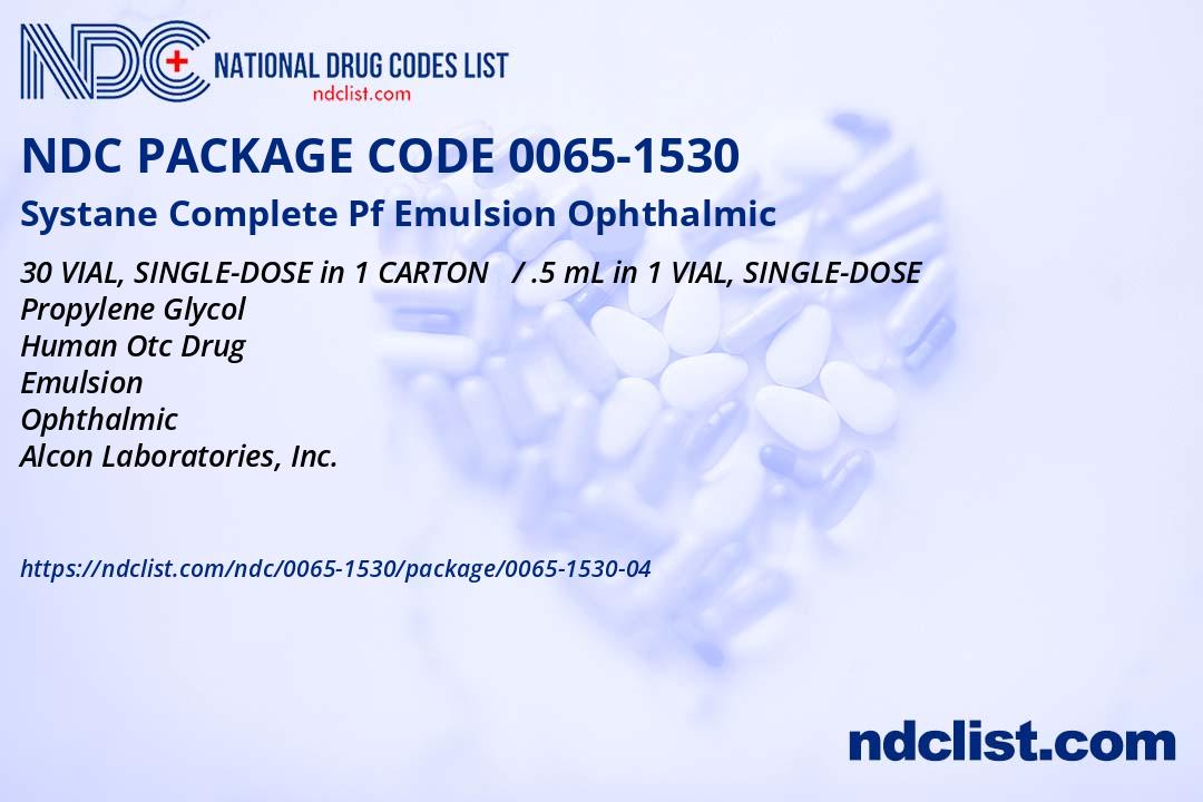 NDC Package 0065-1530-04 Systane Complete Pf Emulsion Ophthalmic