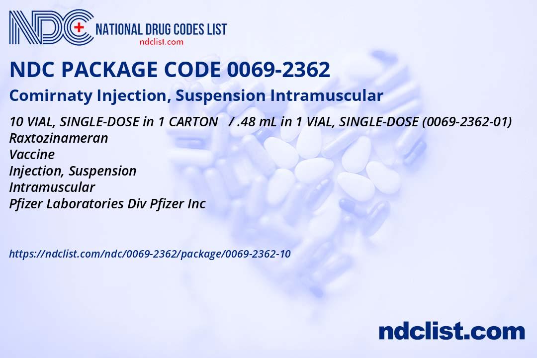 NDC Package 0069236210 Comirnaty Injection, Suspension Intramuscular