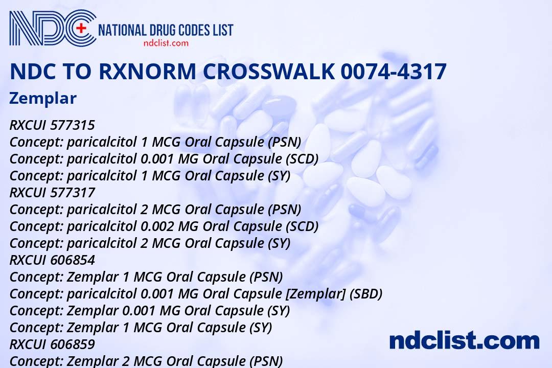 NDC RxNorm Crosswalk 0074-4317 Zemplar