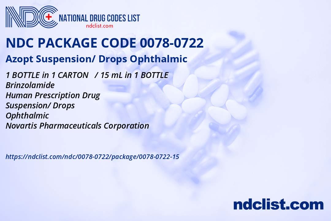 NDC Package 0078-0722-15 Azopt Suspension/ Drops Ophthalmic