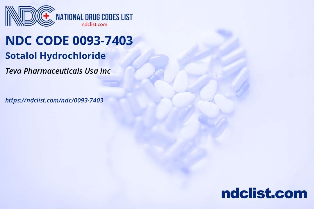 NDC 0093-7403 Sotalol Hydrochloride