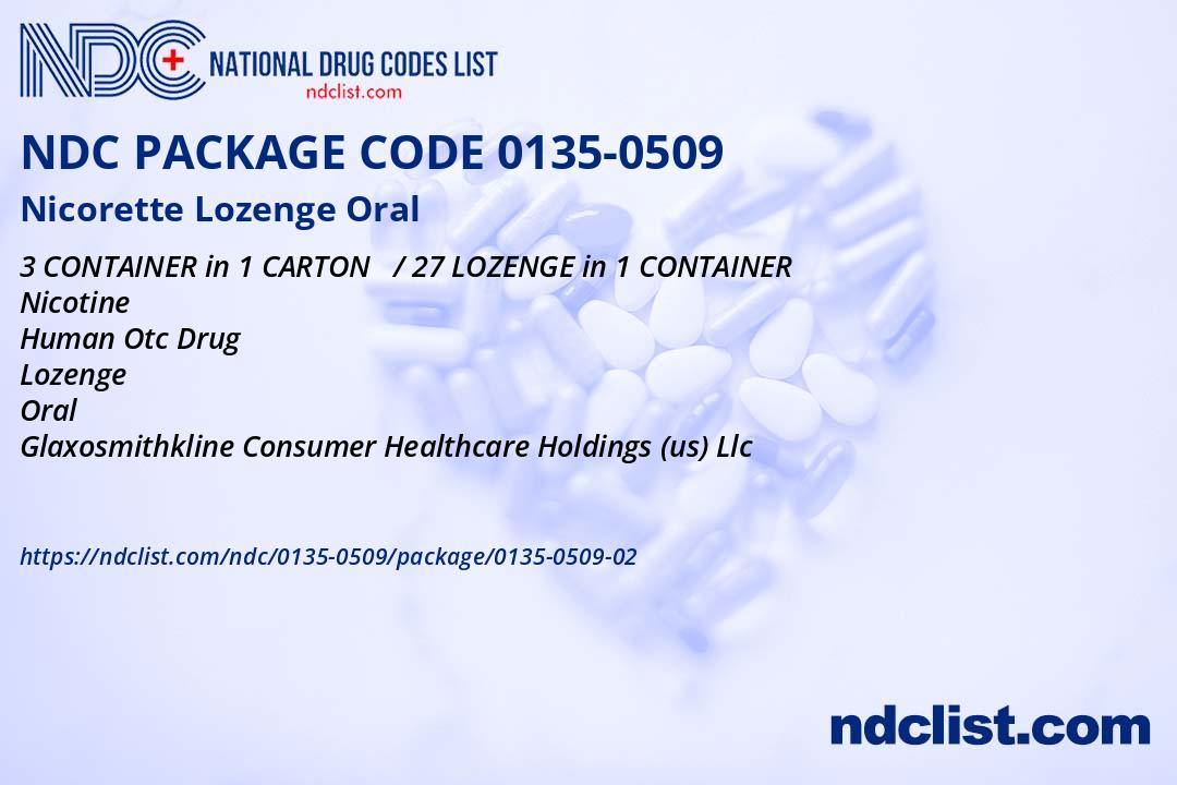 NDC Package 0135-0509-02 Nicorette Lozenge Oral