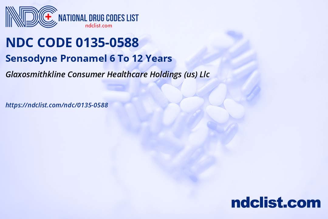 NDC 0135-0588 Sensodyne Pronamel 6 To 12 Years