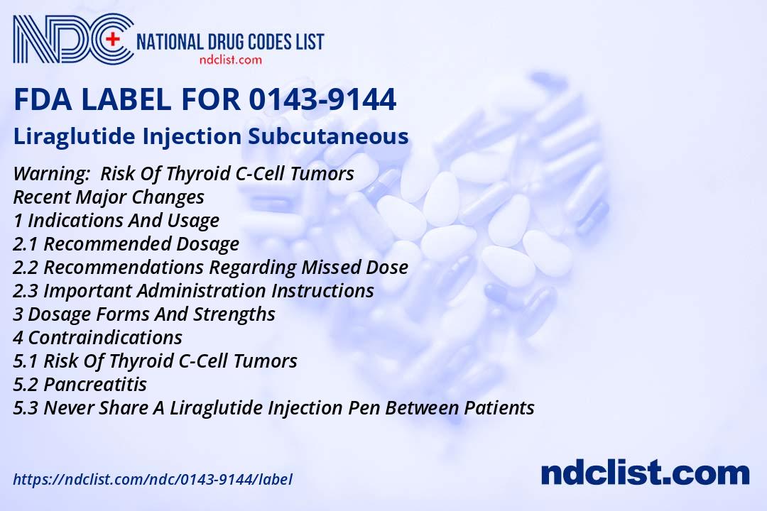 Lsb Injectable Label Liraglutide Injection- FDA Label NDC0143-9144