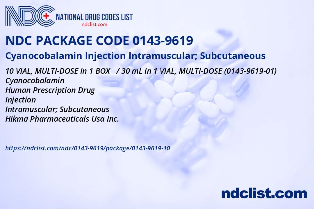 Cyanocobalamin Injection- NDC0143-9619-10