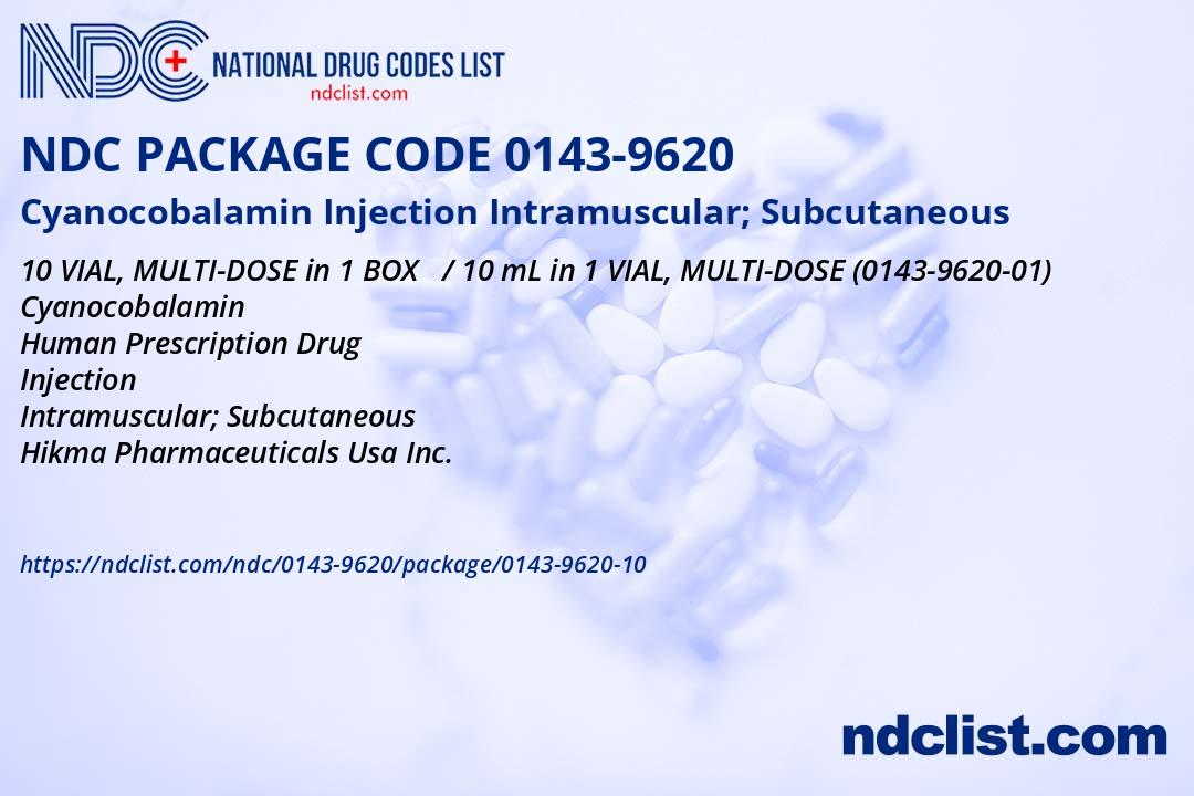 Cyanocobalamin Injection- NDC0143-9620-10