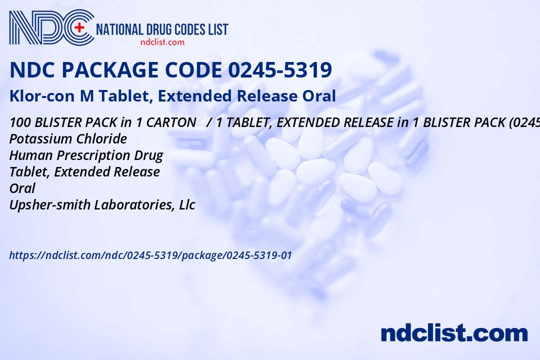 NDC Package 0245531901 Klorcon M Tablet, Extended Release Oral