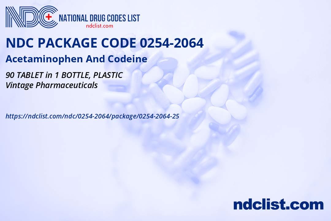 Paperless Code 0254 Acetaminophen And Codeine NDC Package 0254-2064-25