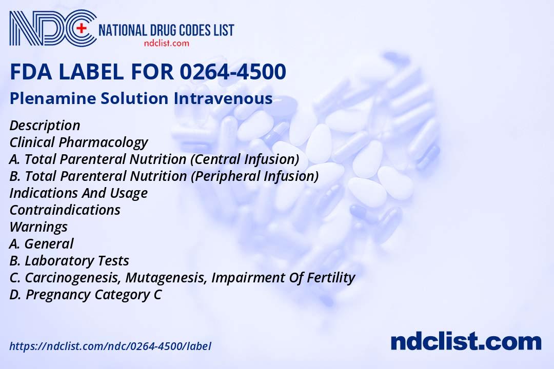 Plenamine Solution FDA Label - NDC 0264-4500