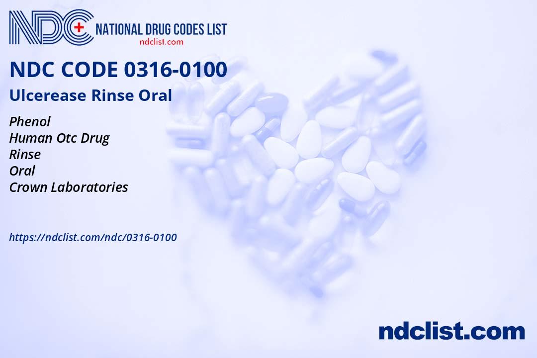 NDC 03160100 Ulcerease Rinse Oral