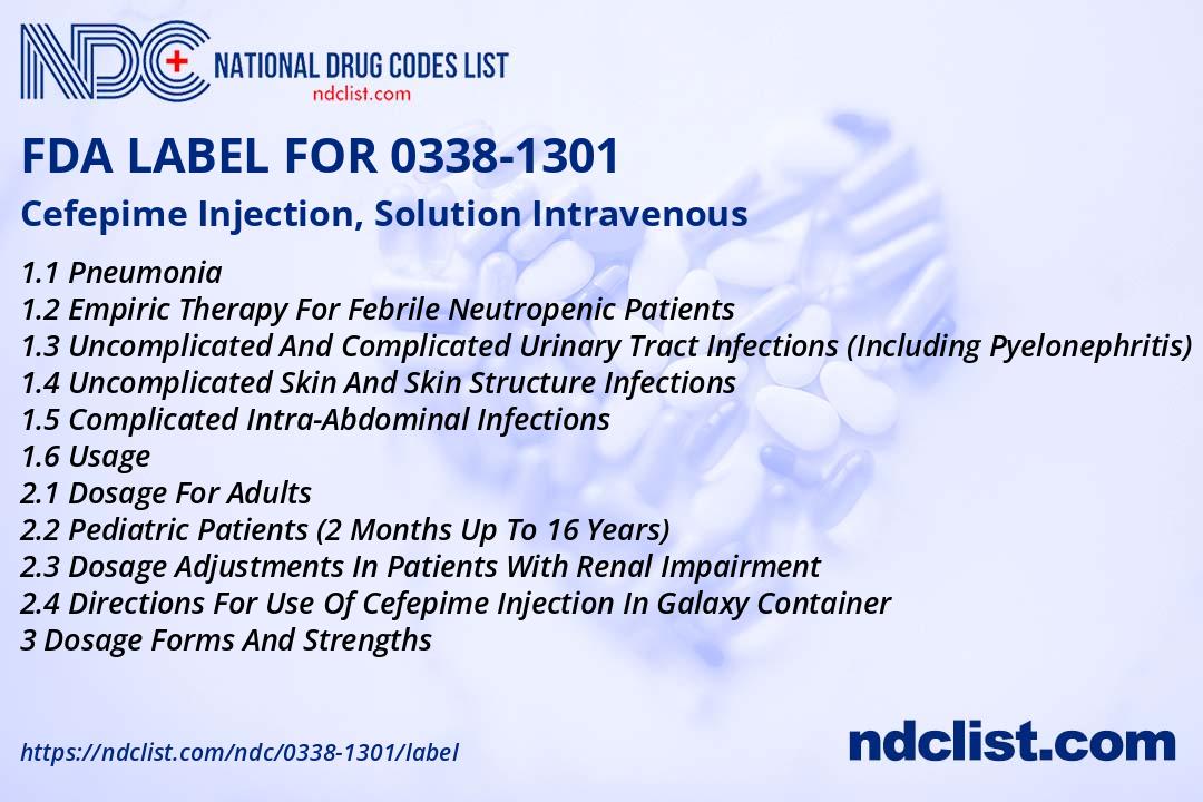 FDA Label for Cefepime Injection, Solution Intravenous - Indications ...