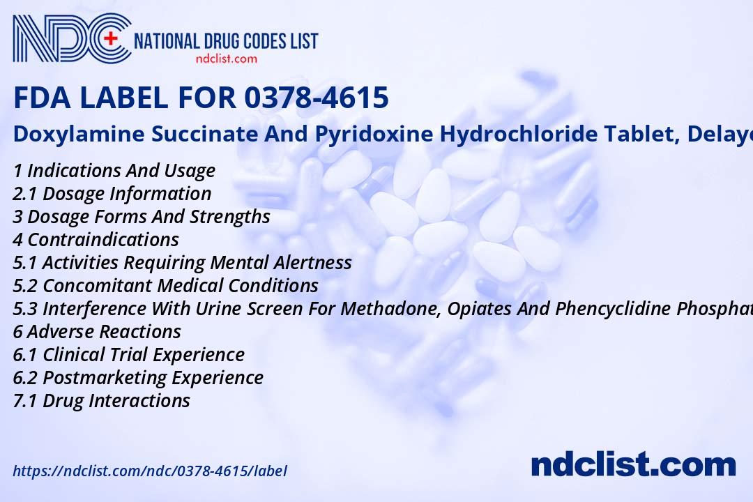 Doxylamine Succinate And Pyrid FDA Label - NDC 0378-4615