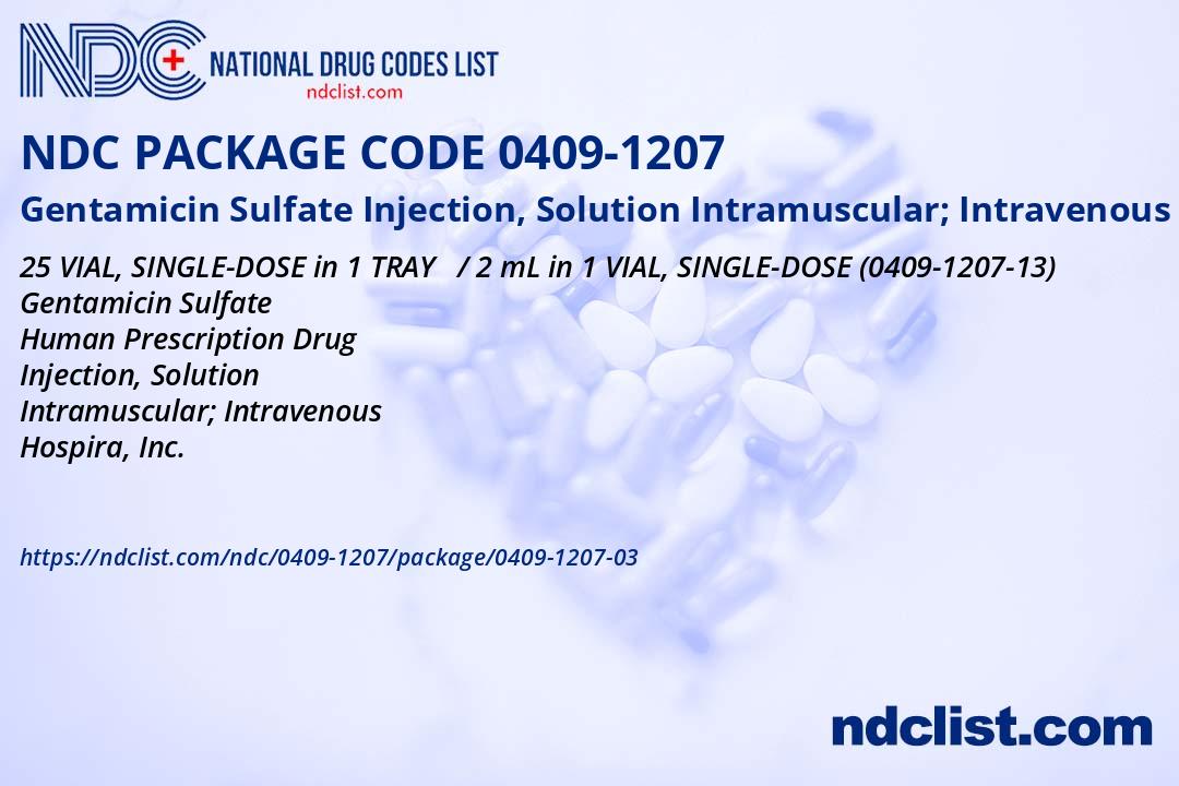 NDC Package 0409-1207-03 Gentamicin Sulfate Injection, Solution ...