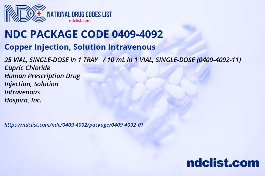 NDC Package 0409409201 Copper Injection, Solution Intravenous