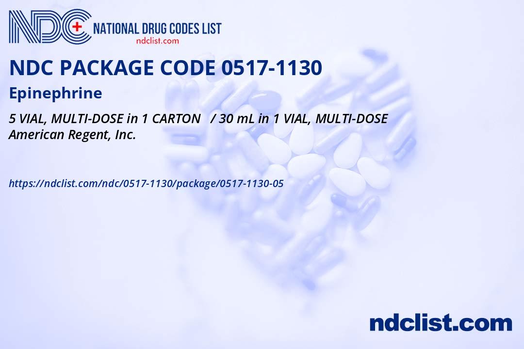 NDC Package 0517-1130-05 Epinephrine