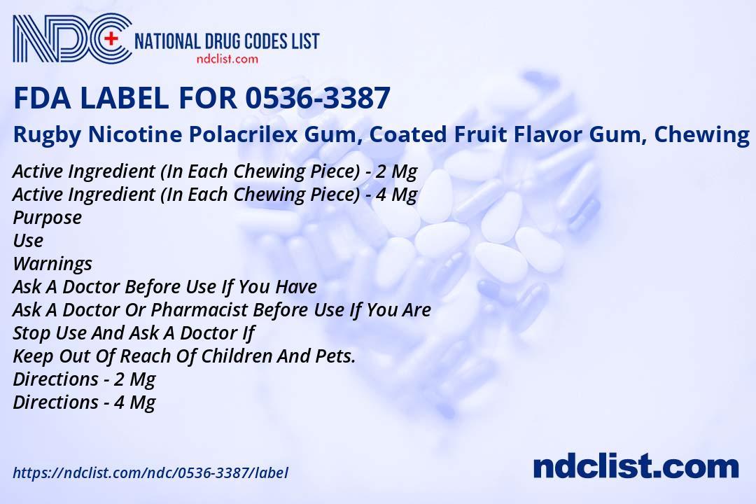 Kin 3387 Rugby Nicotine Polacrilex Gum, Co- FDA Label NDC0536-3387