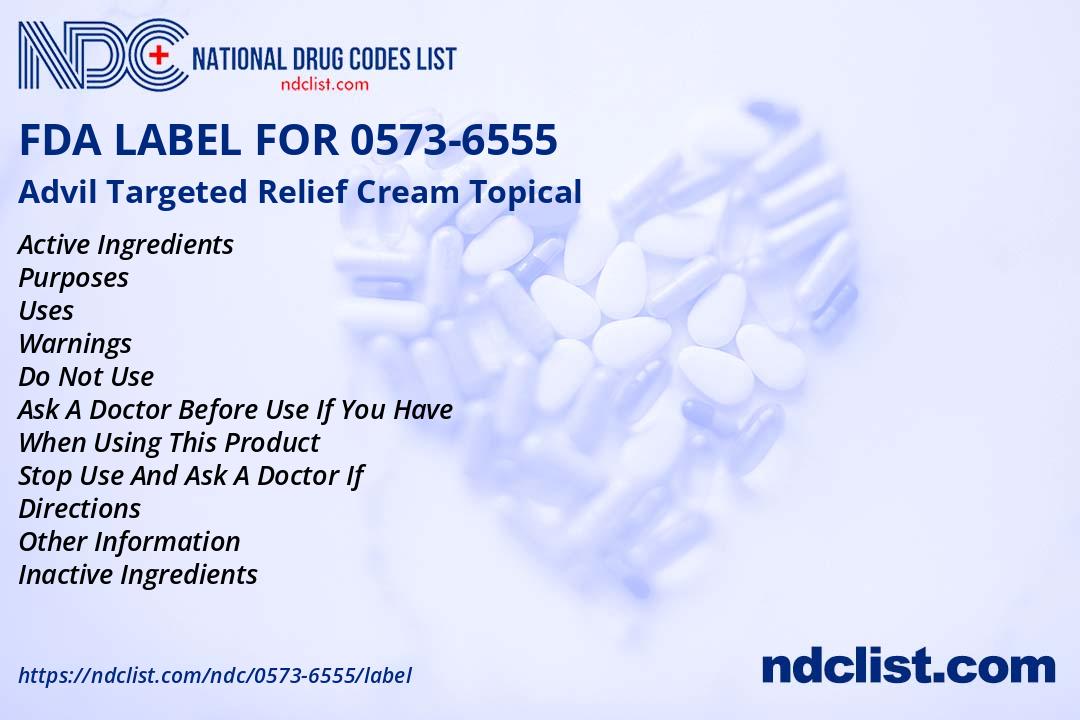 FDA Label for Advil Targeted Relief Cream Topical Indications, Usage