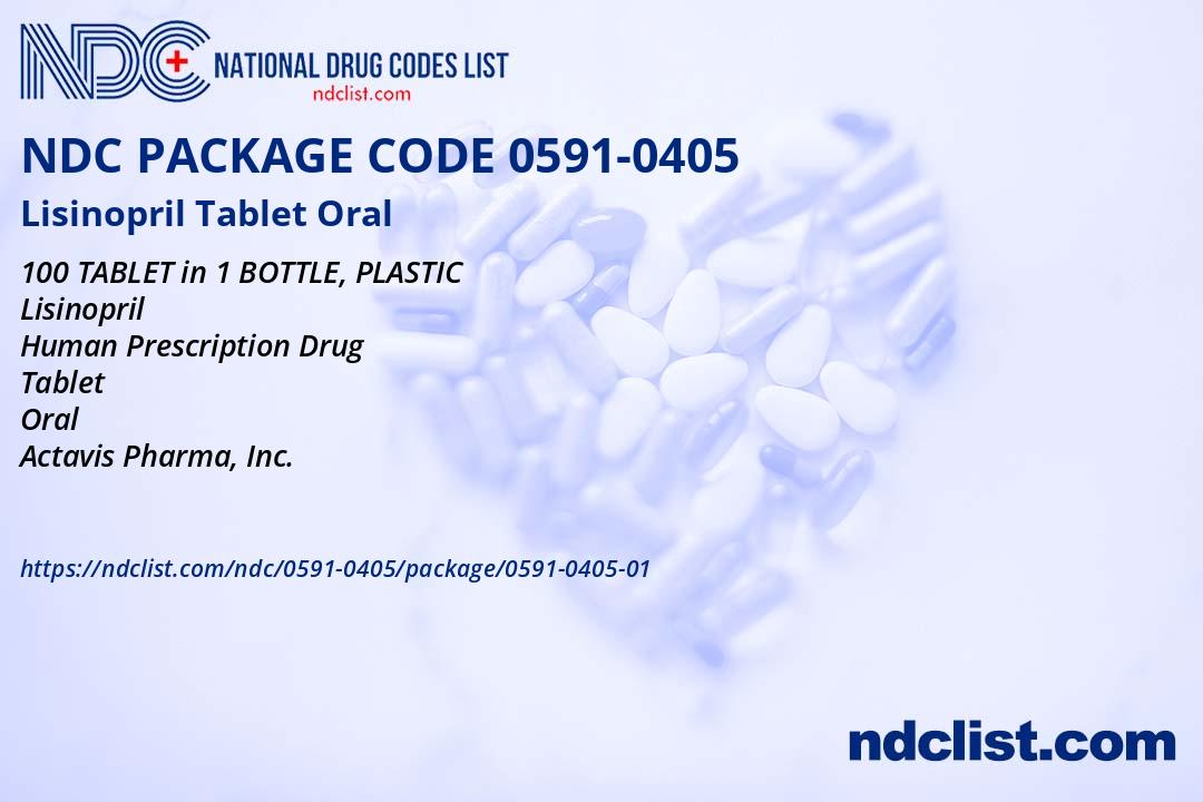 NDC Package 0591-0405-01 Lisinopril Tablet Oral