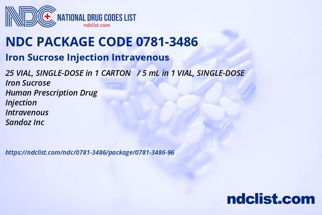 Iron Sucrose Injection - NDC 0781-3486-96