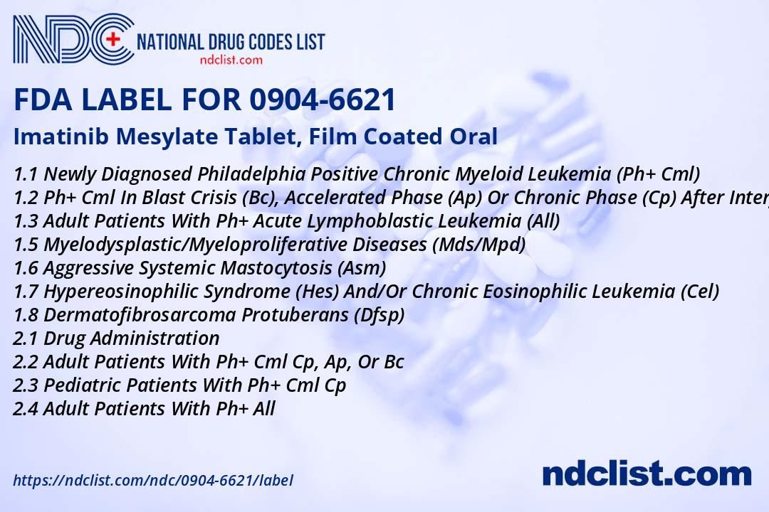 Inmazeb Label Imatinib Mesylate- FDA Label NDC0904-6621