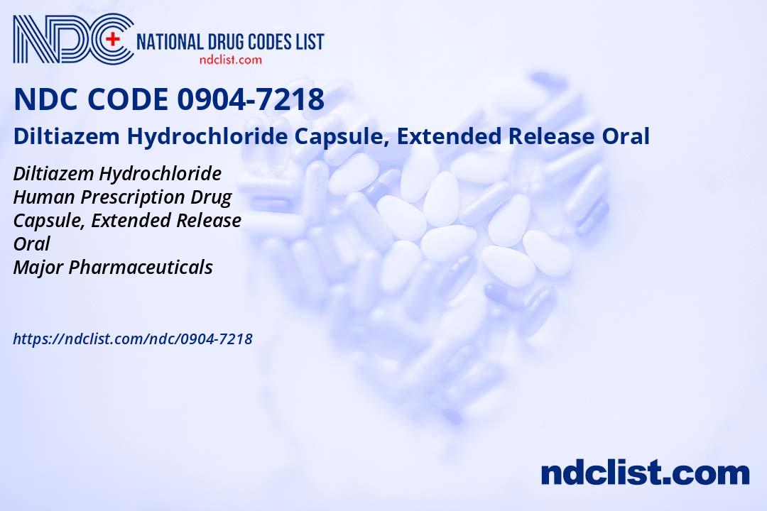 NDC 0904-7218 Diltiazem Hydrochloride Capsule, Extended Release Oral