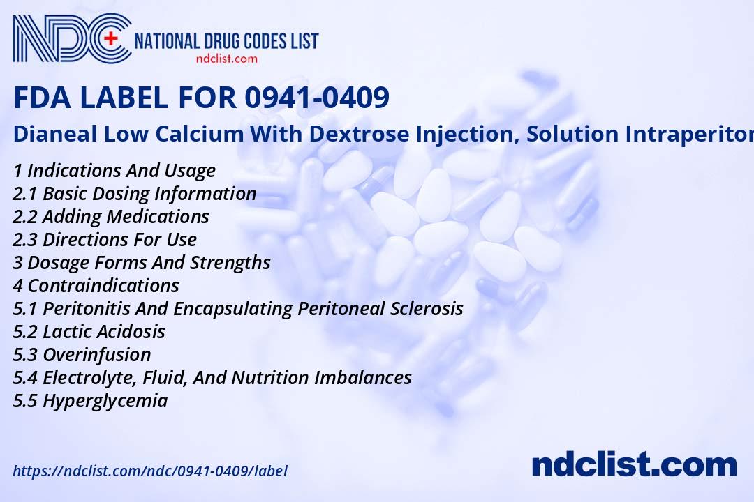 Dianeal Low Calcium With Dextrose FDA Label - NDC 0941-0409