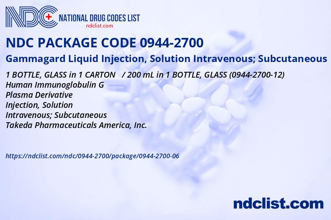 NDC Package 0944270006 Gammagard Liquid Injection, Solution