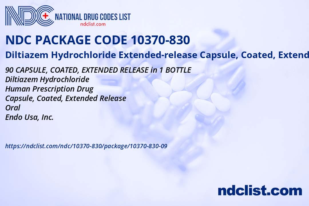 NDC Package 10370-830-09 Diltiazem Hydrochloride Extended-release  