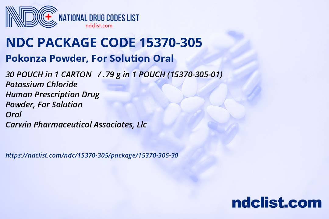 NDC Package 15370-305-30 Pokonza Powder, For Solution Oral