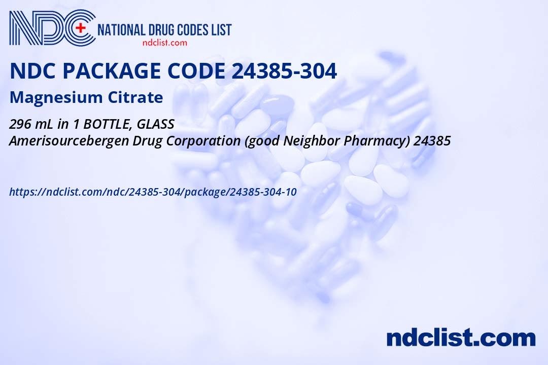 NDC Package 24385-304-10 Magnesium Citrate