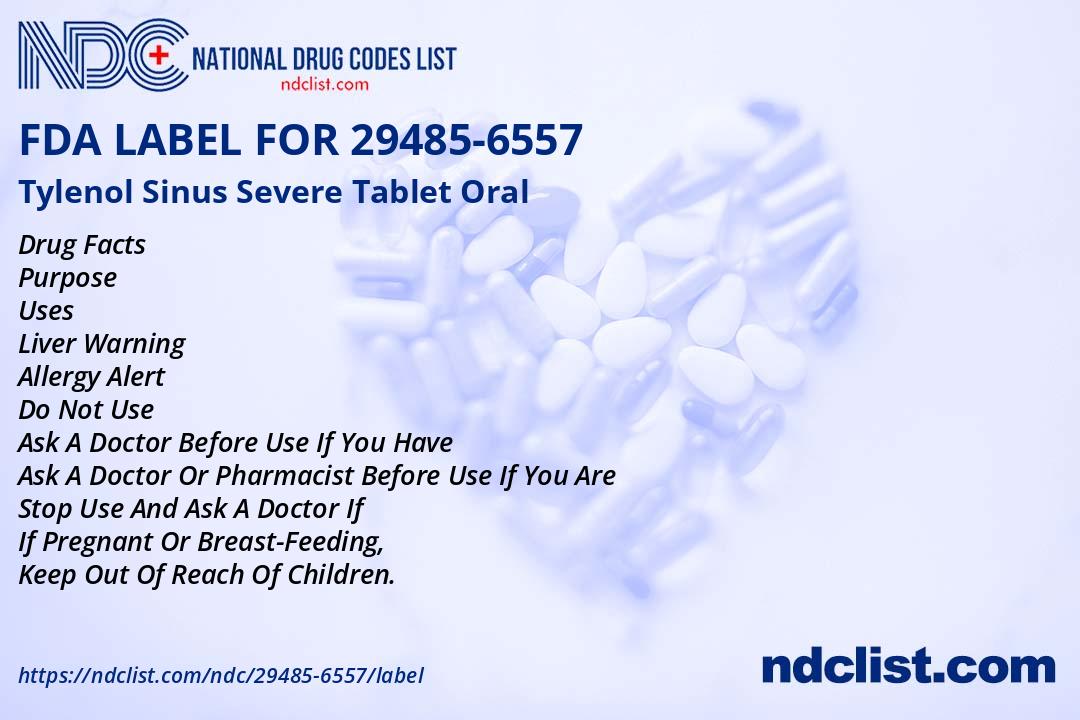 FDA Label for Tylenol Sinus Severe Tablet Oral Indications, Usage