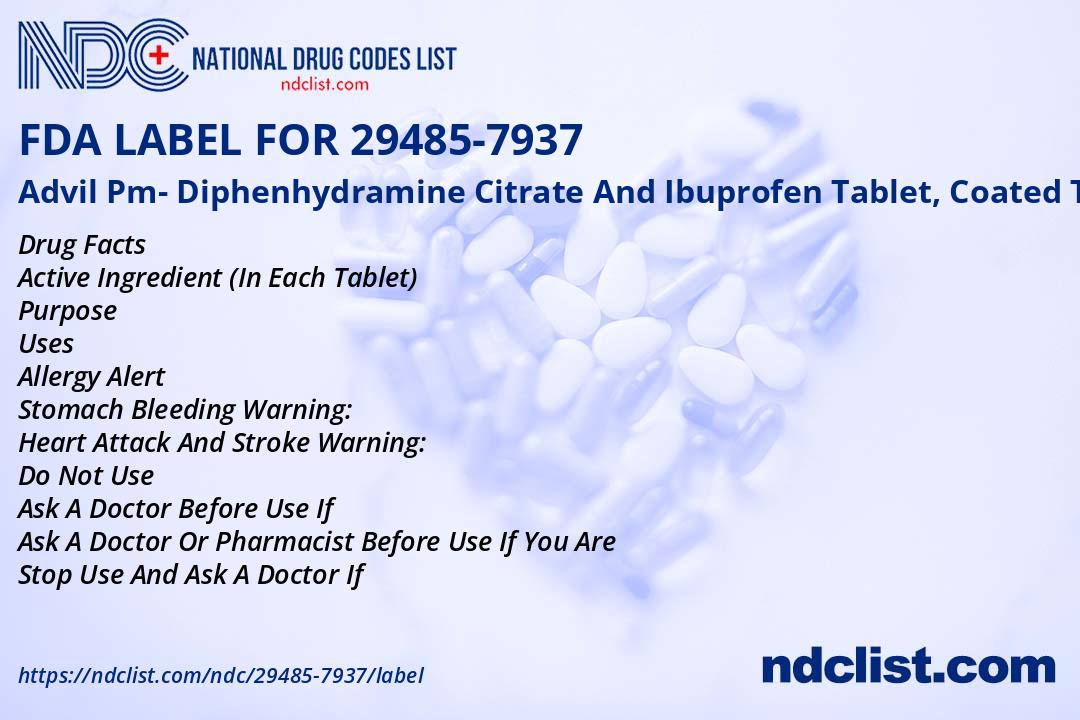 FDA Label for Advil Pm Diphenhydramine Citrate And Ibuprofen Tablet