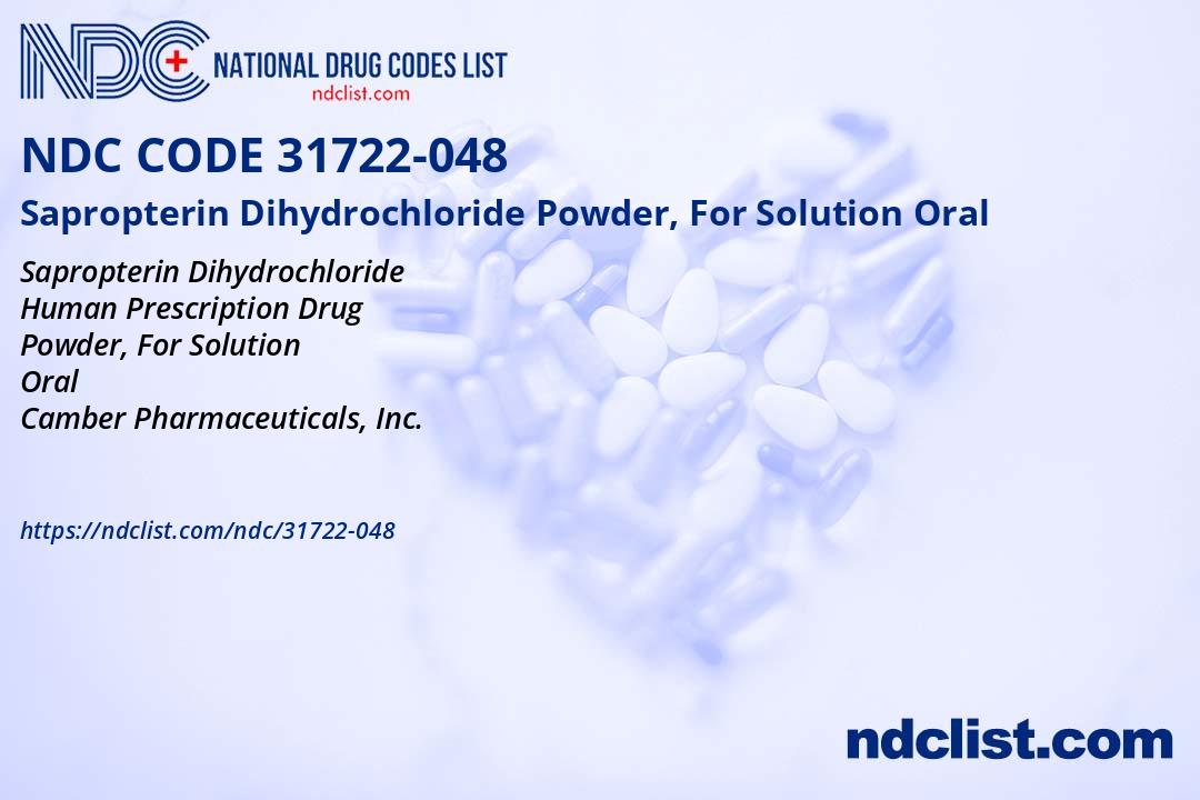 NDC 31722-048 Sapropterin Dihydrochloride Powder, For Solution Oral