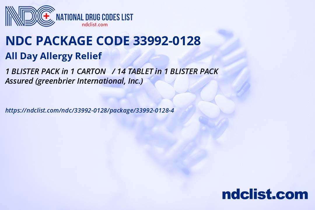 NDC Package 33992-0128-4 All Day Allergy Relief