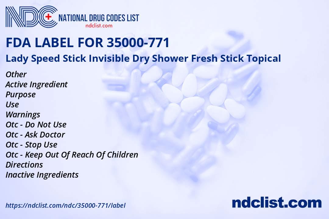 Lady Speed Stick Invisible Dry - FDA Label NDC 35000-771
