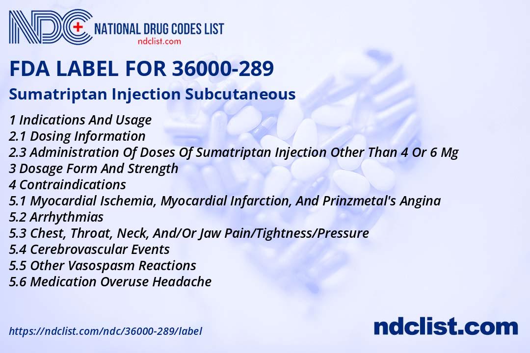 Sumatriptan Injection - FDA Label NDC 36000-289