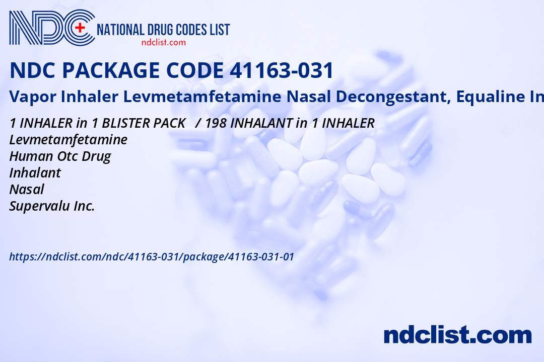 NDC Package 4116303101 Vapor Inhaler Levmetamfetamine Nasal