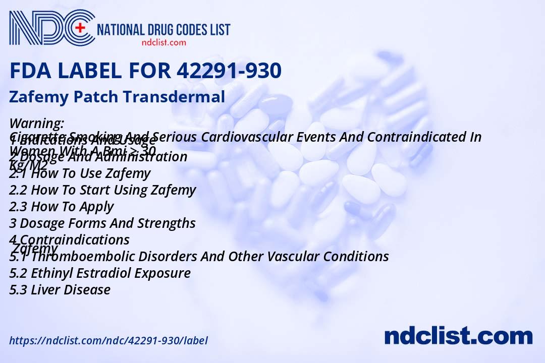 Zefamy Zafemy Patch - FDA Label NDC 42291-930