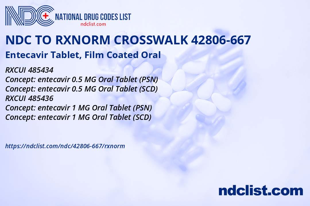 Entecavir - RxNorm Crosswalk NDC 42806-667