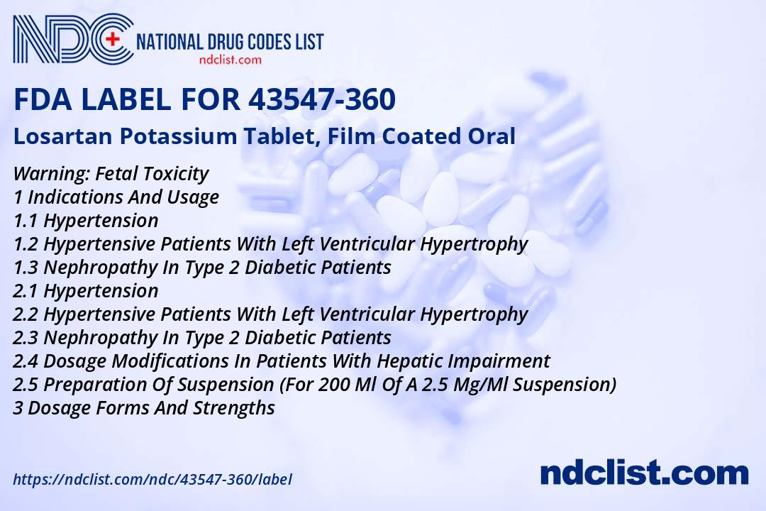 FDA Label for Losartan Potassium Tablet, Film Coated Oral - Indications ...