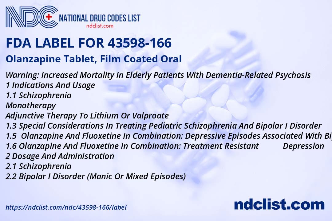 FDA Label for Olanzapine Tablet, Film Coated Oral - Indications, Usage ...