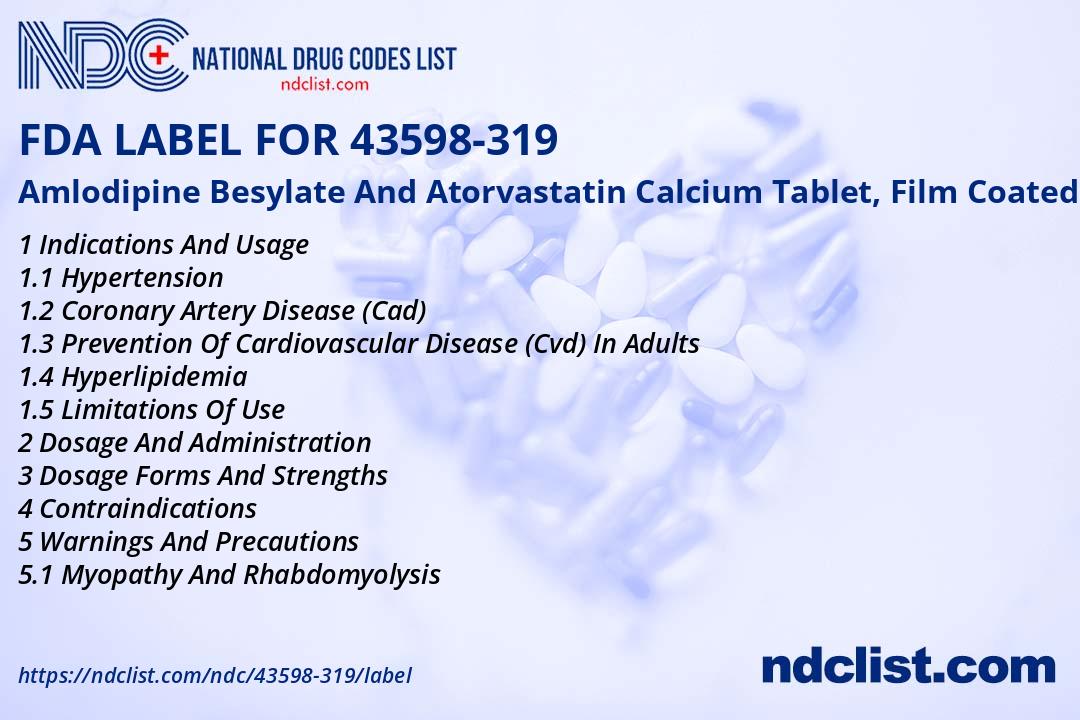 FDA Label for Amlodipine Besylate And Atorvastatin Calcium Tablet, Film ...
