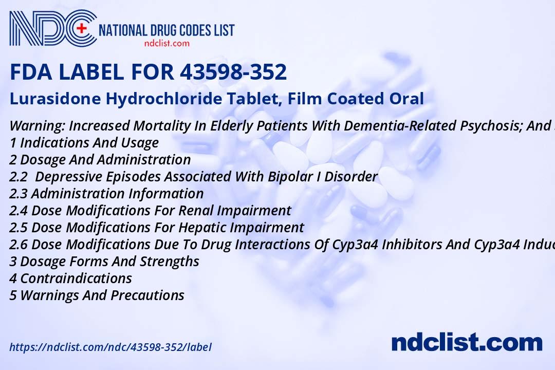 FDA Label for Lurasidone Hydrochloride Tablet, Film Coated Oral ...
