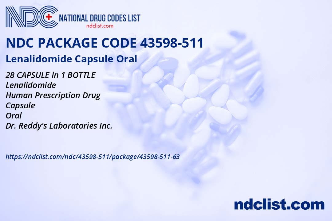 NDC Package 43598-511-63 Lenalidomide Capsule Oral
