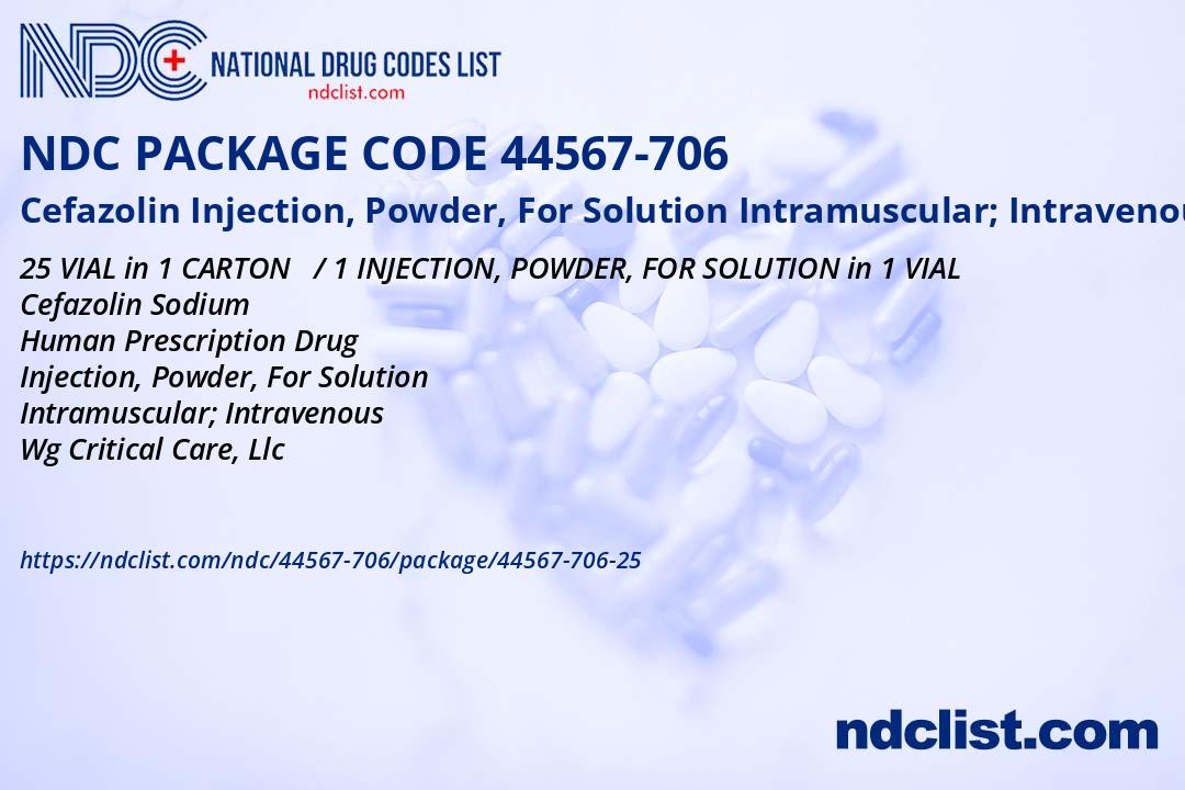Cefazolin Injection, Powder, For Solution - NDC 44567-706-25