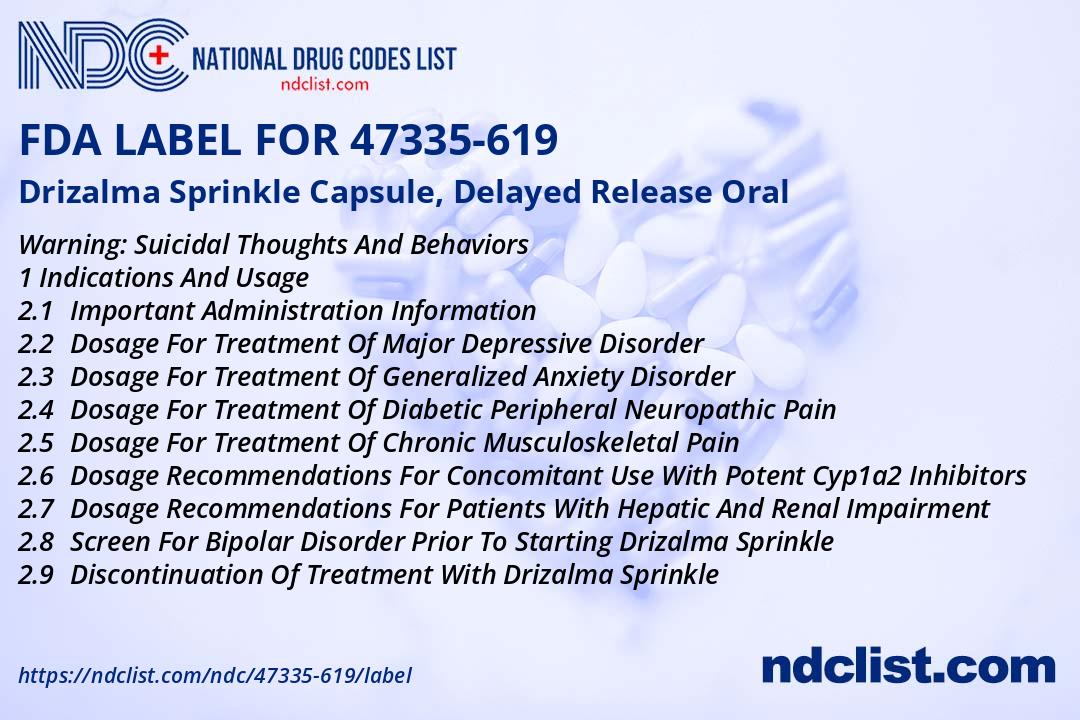 Drizalma Sprinkle FDA Label - NDC 47335-619