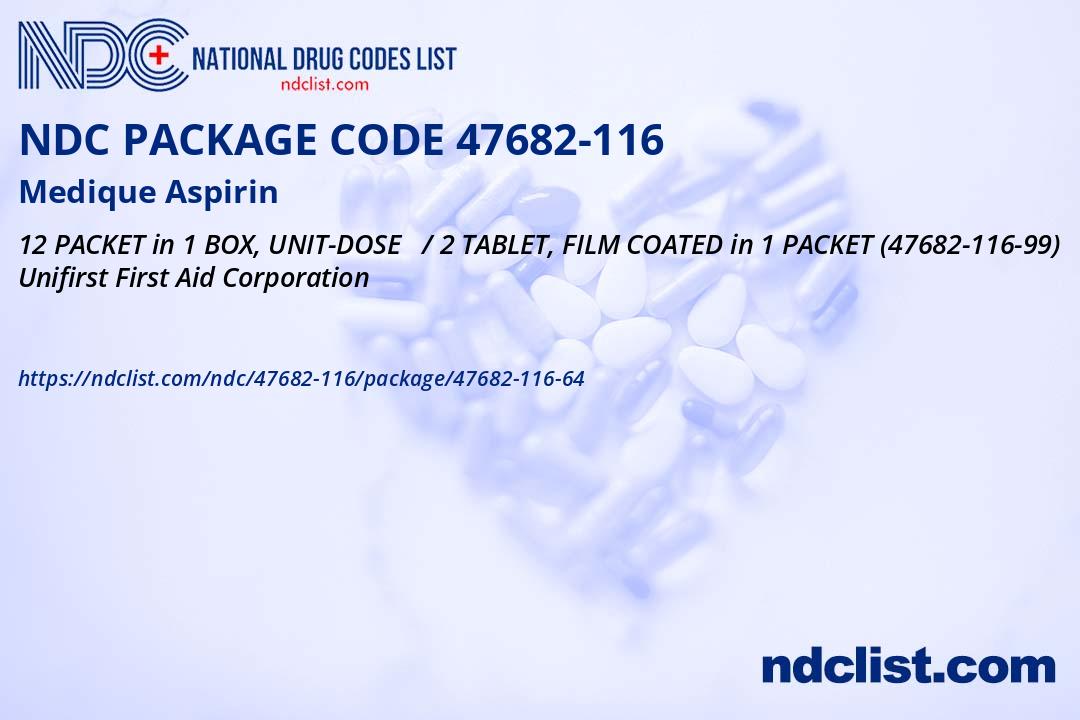 Medique Aspirin- NDC47682-116-64