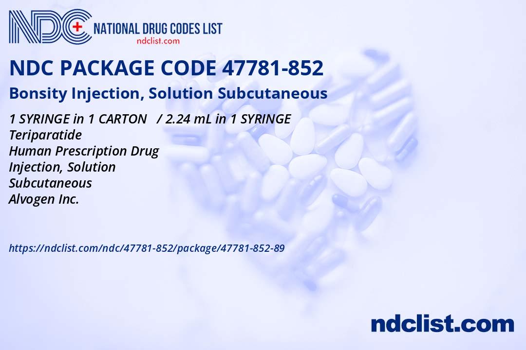 Bonsity Injection, Solution - NDC Package 47781-852-89